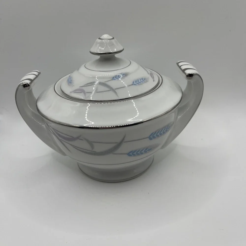 Valmont China Royal Wheat‎ Sugar Bowl w Blue Grey Wheat